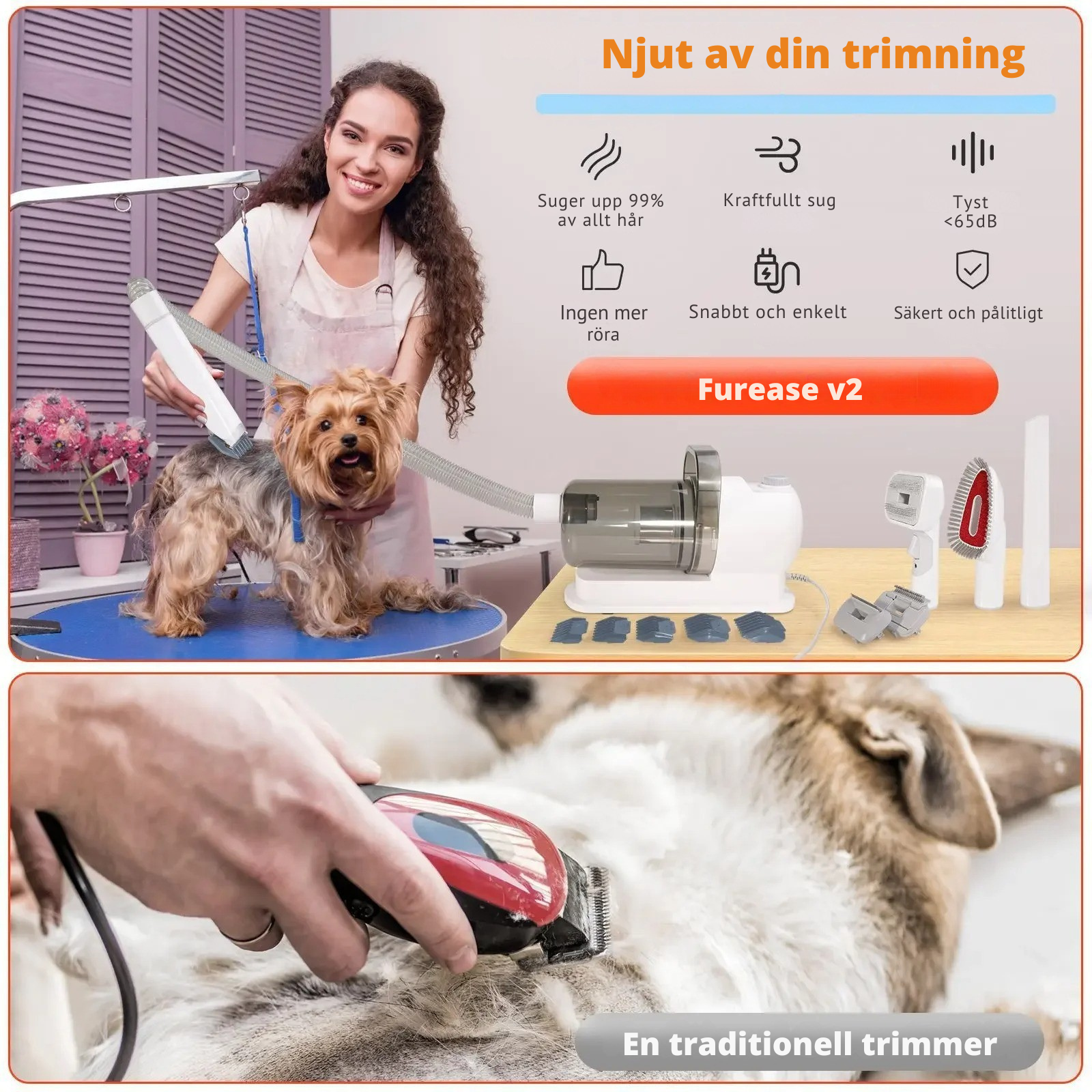FurEase Pro 2™ Pälsvård & Dammsugare för Husdjur
